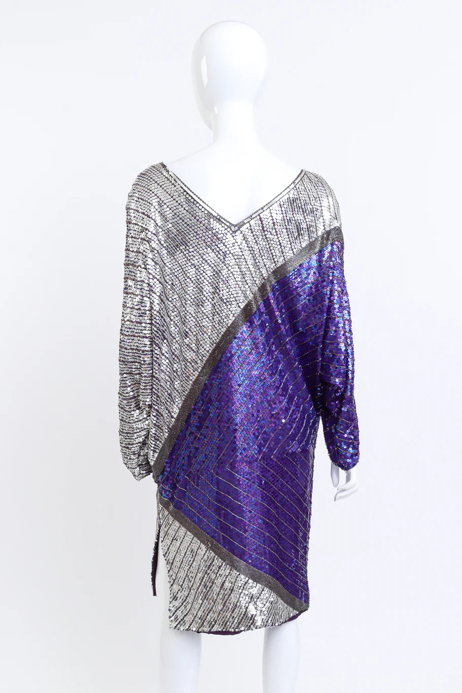 Silk Striped Sequin Dress - Image 4