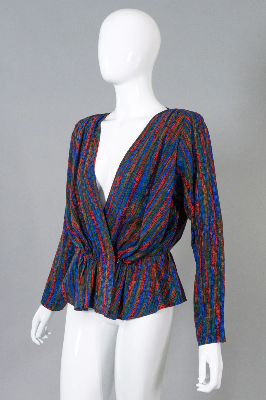 Silk Striped Wrap Top - Image 2
