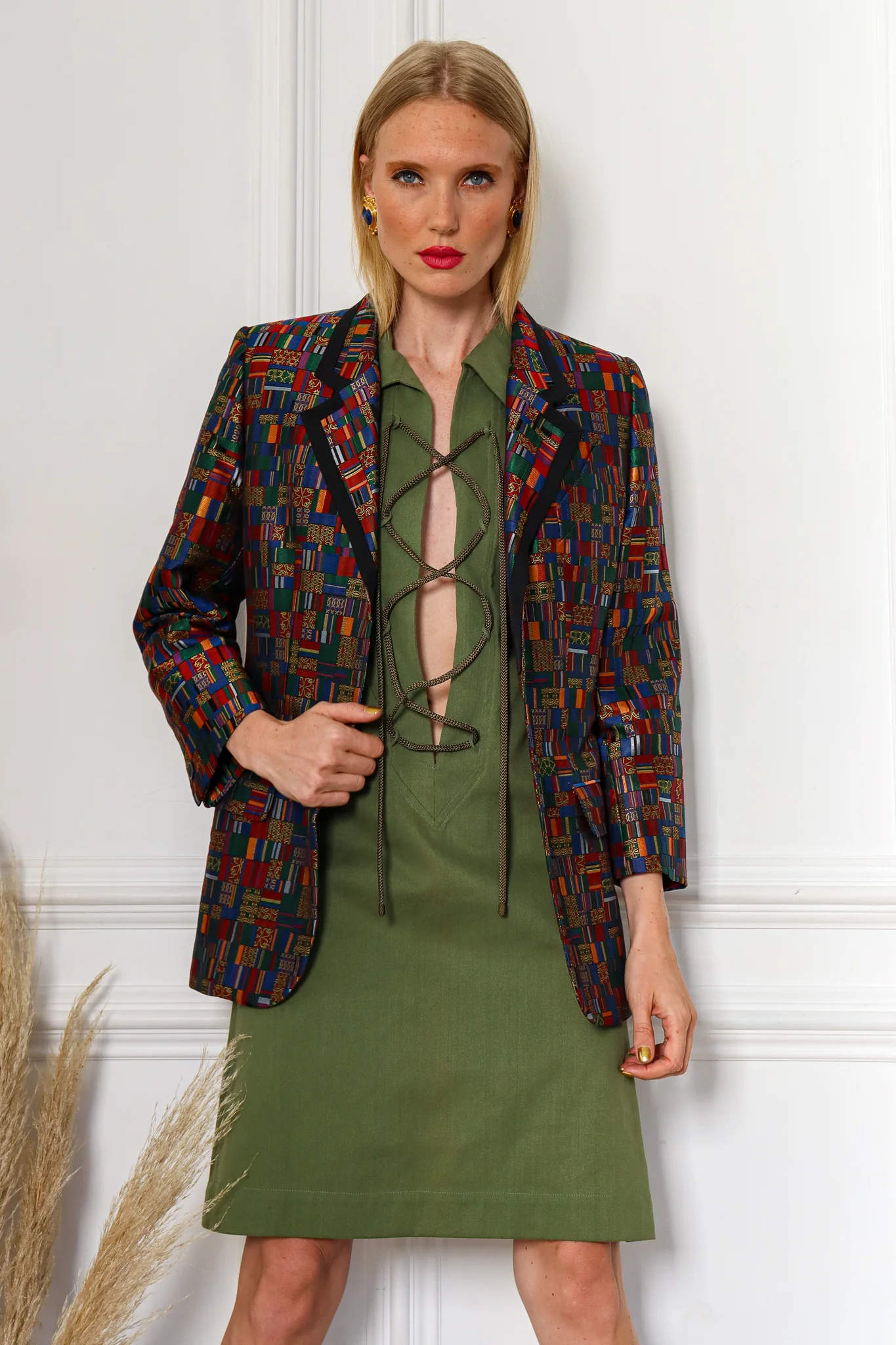 Mosaic Patchwork Silk Blazer - Image 2