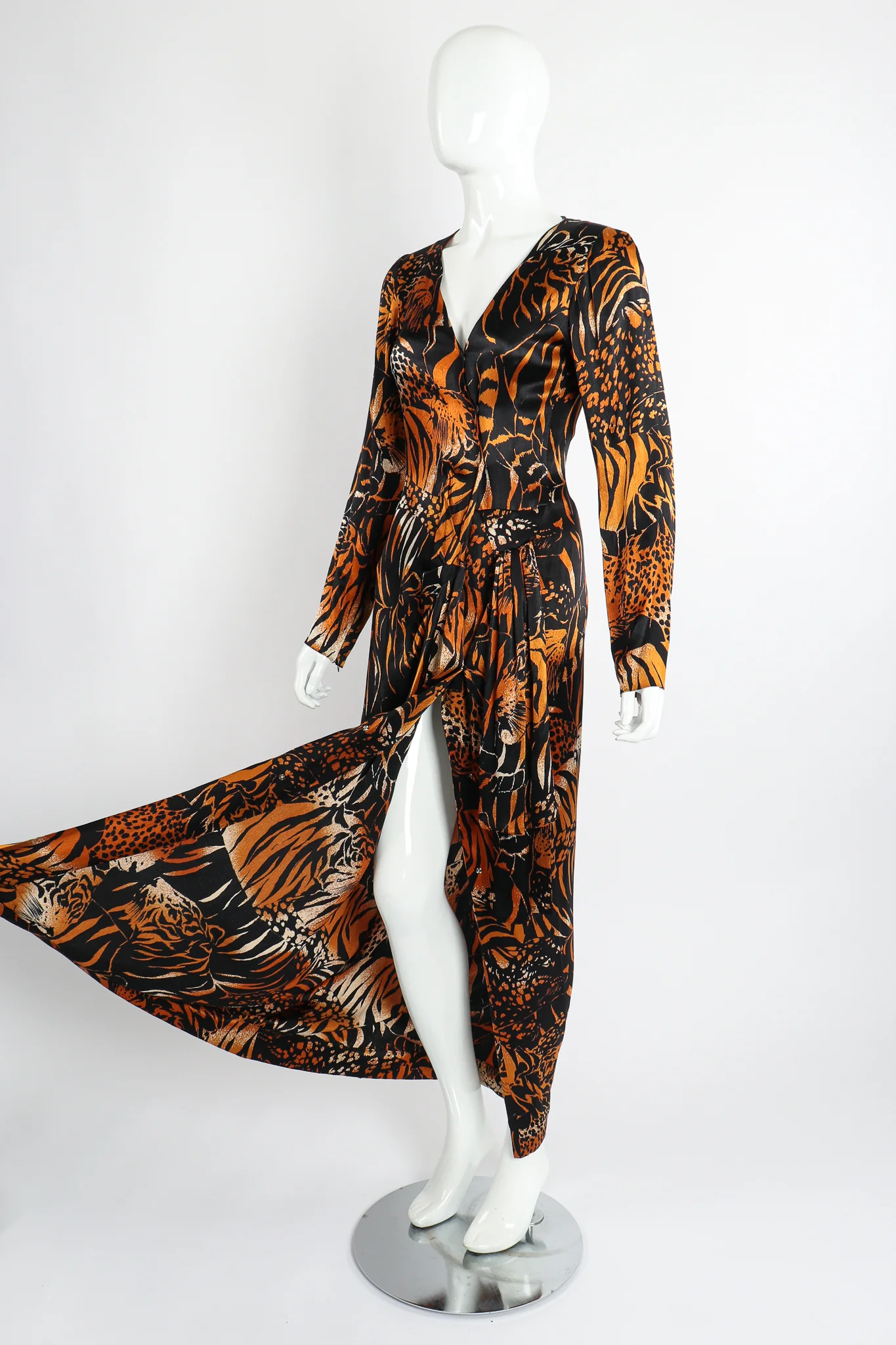 Silk Tiger Wrap Dress