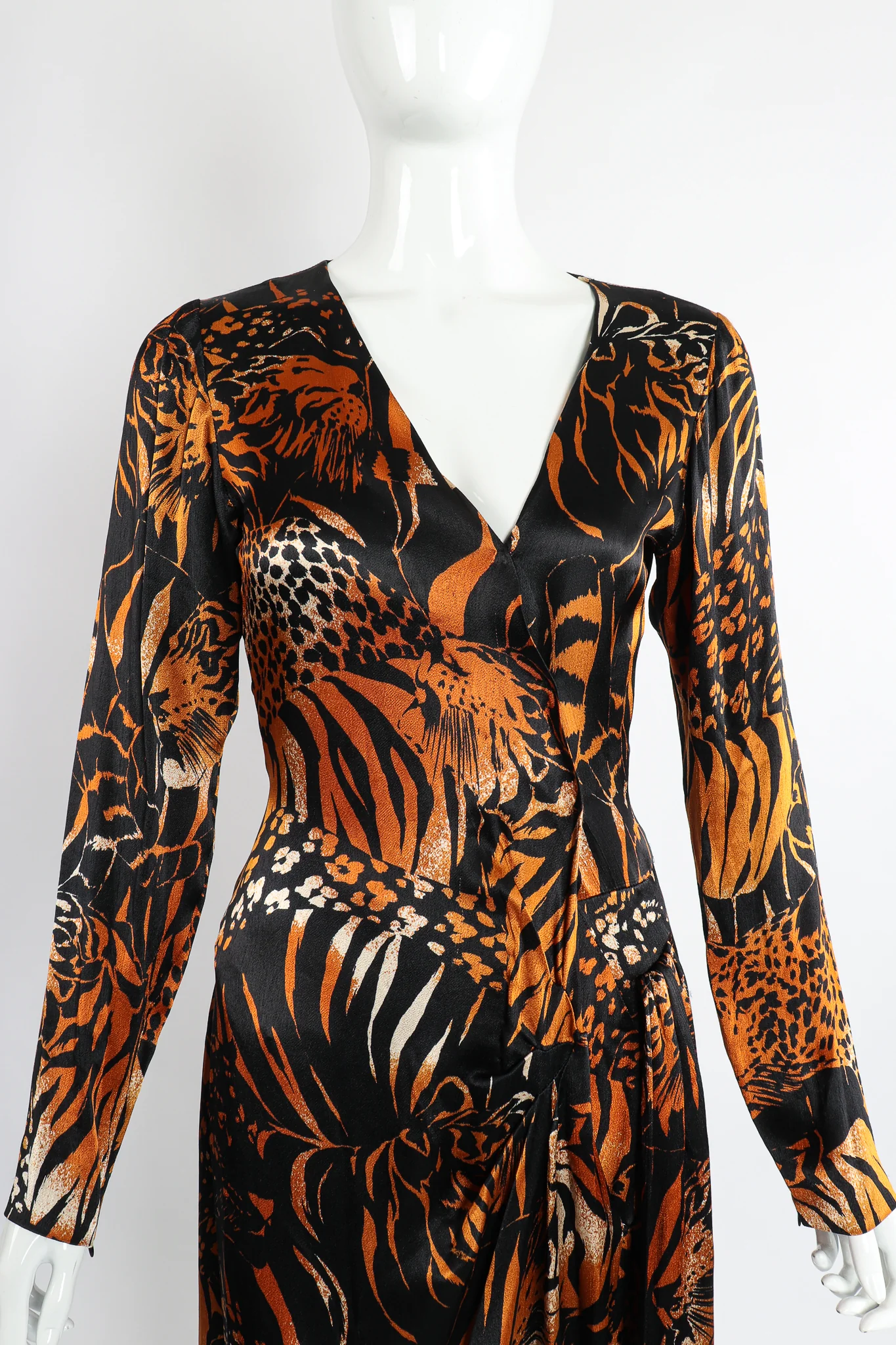 Silk Tiger Wrap Dress - Image 3