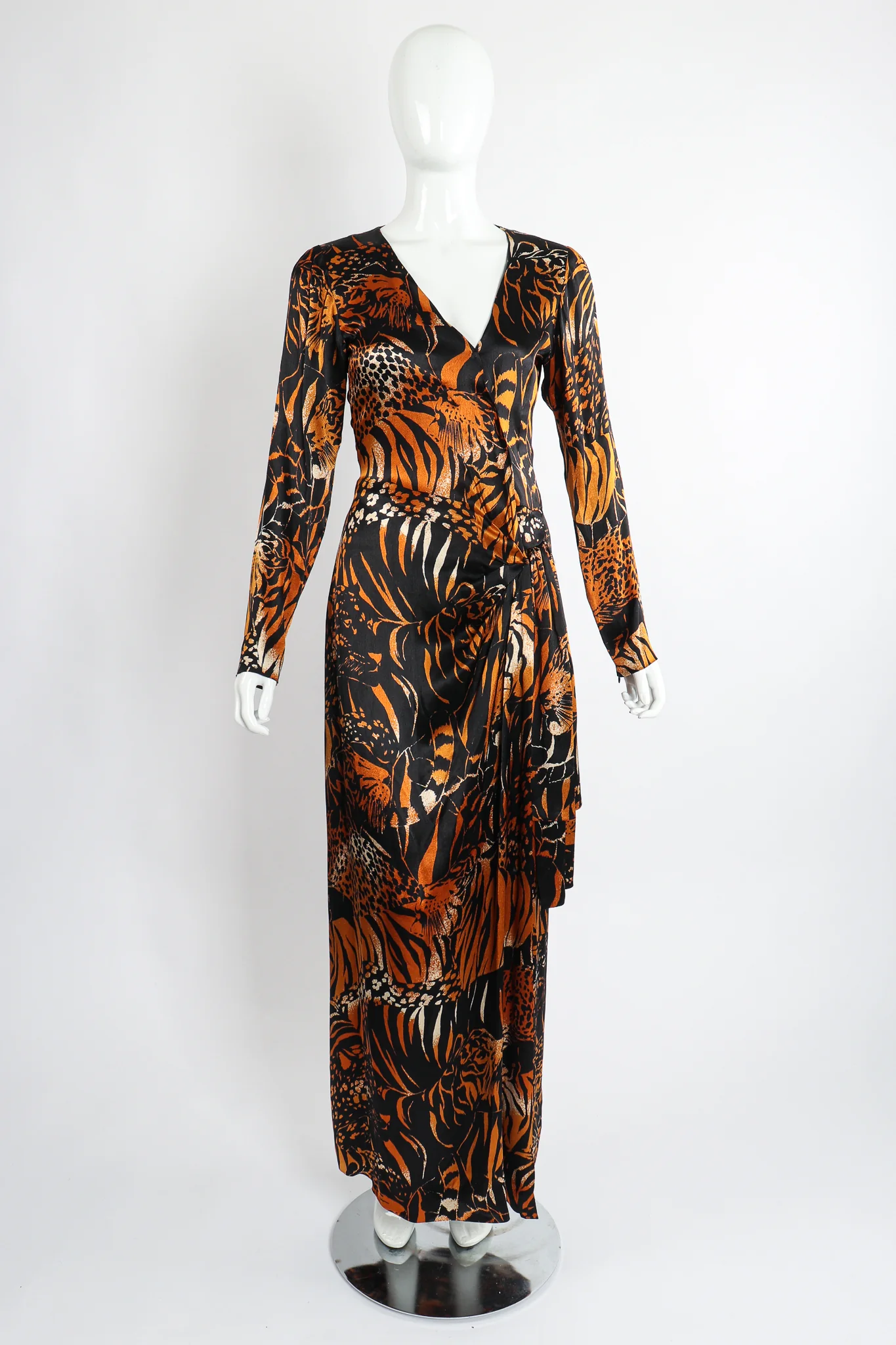 Silk Tiger Wrap Dress - Image 4