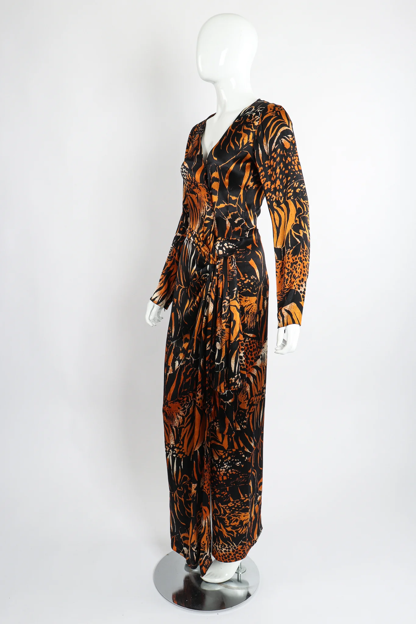 Silk Tiger Wrap Dress - Image 5