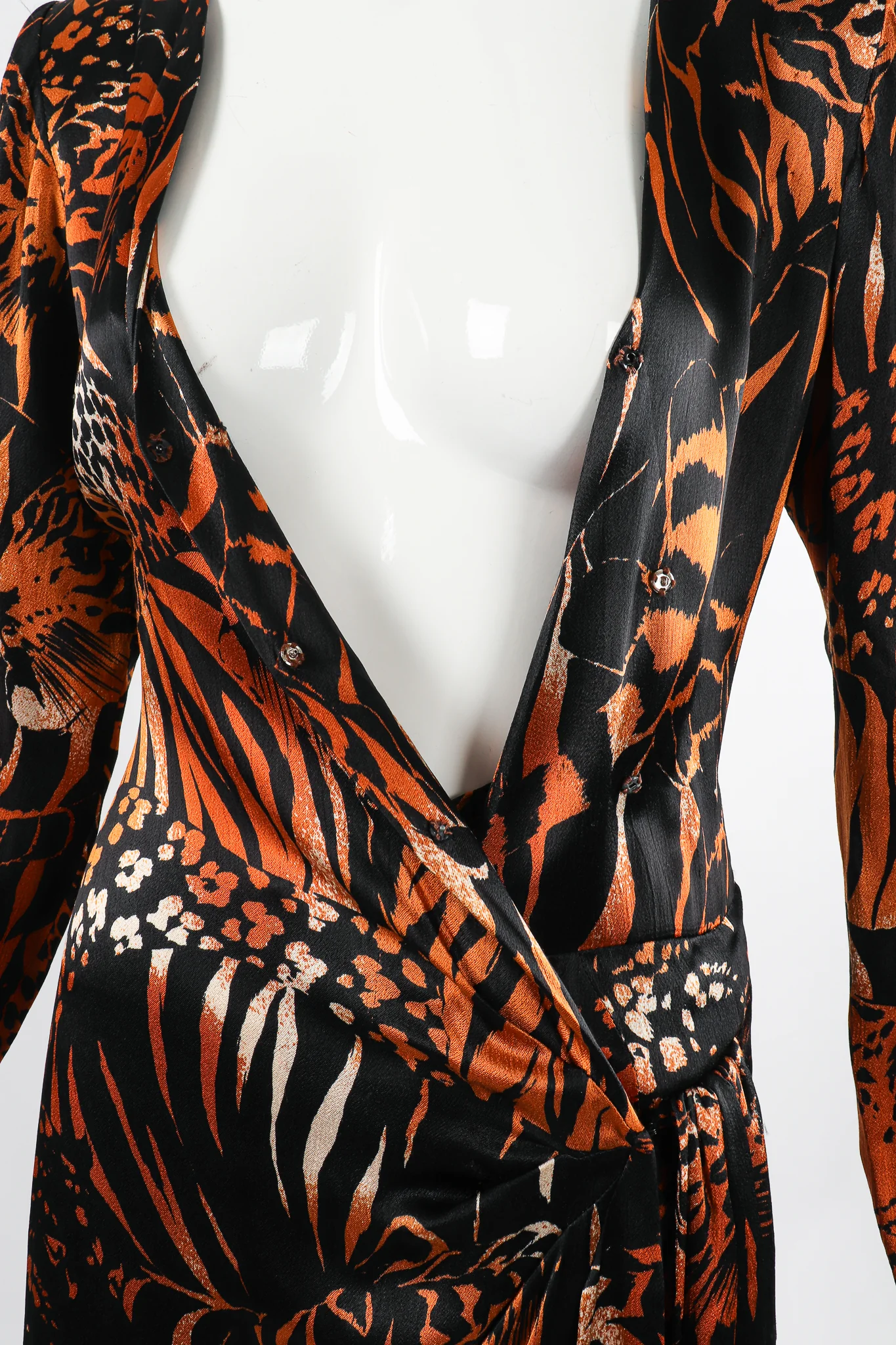 Silk Tiger Wrap Dress - Image 7
