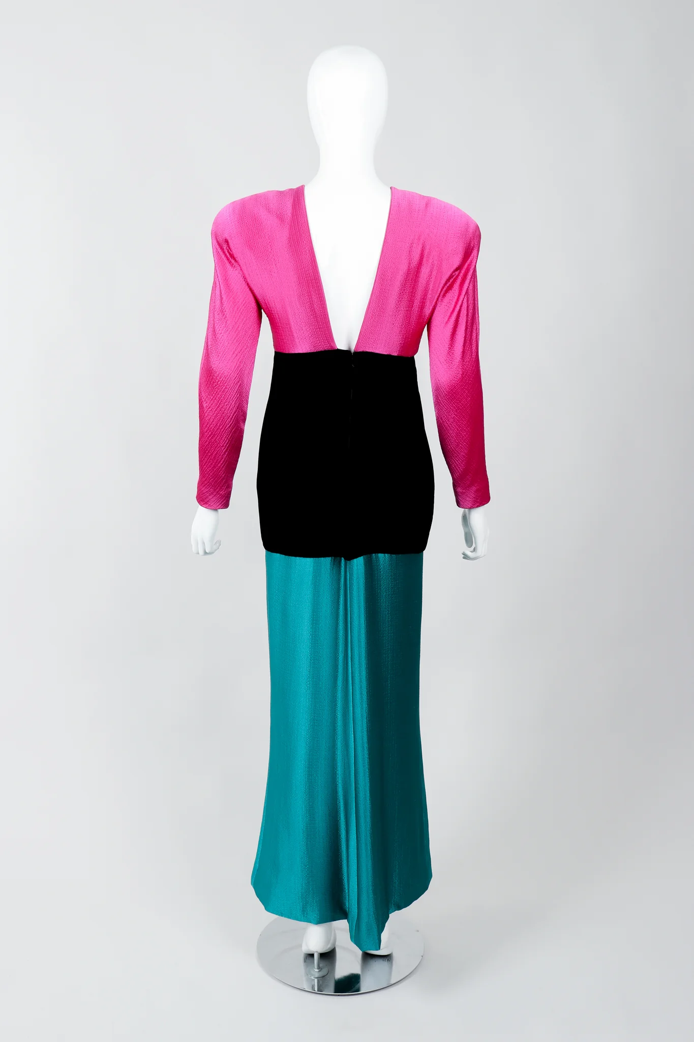 Silk Velvet Colorblock Gown - Image 6