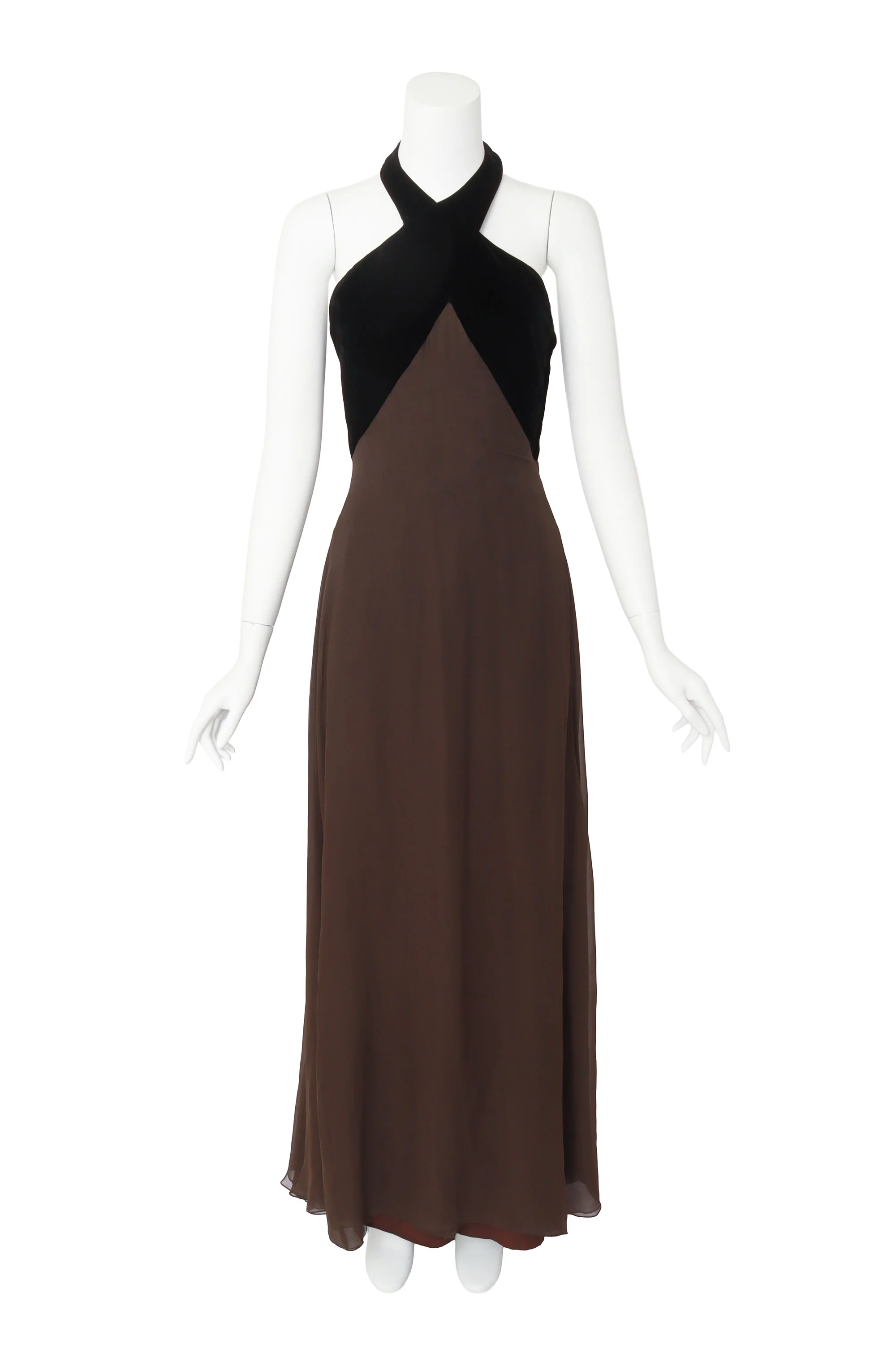 Chiffon Velvet Halter Dress