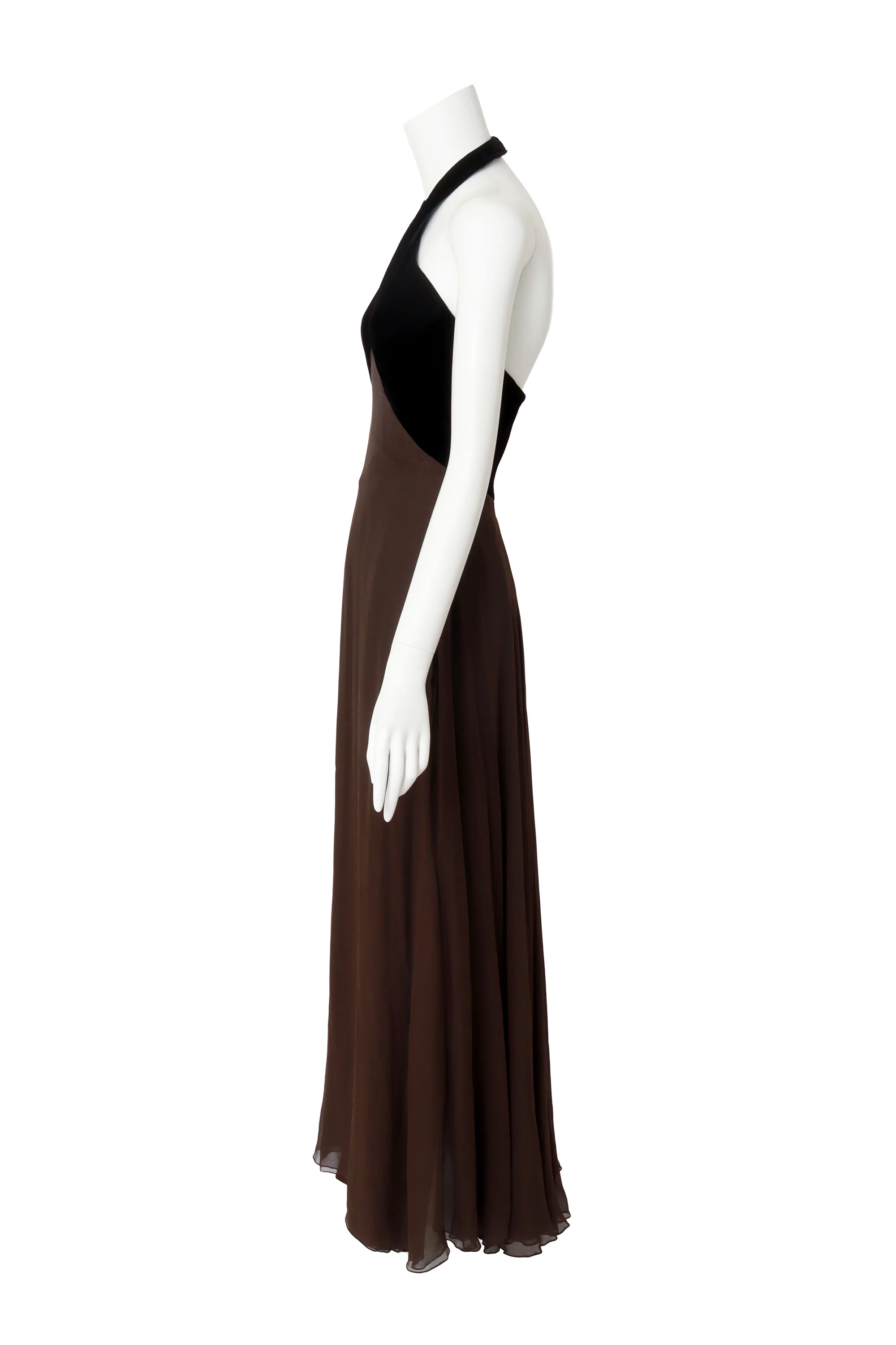 Chiffon Velvet Halter Dress - Image 3