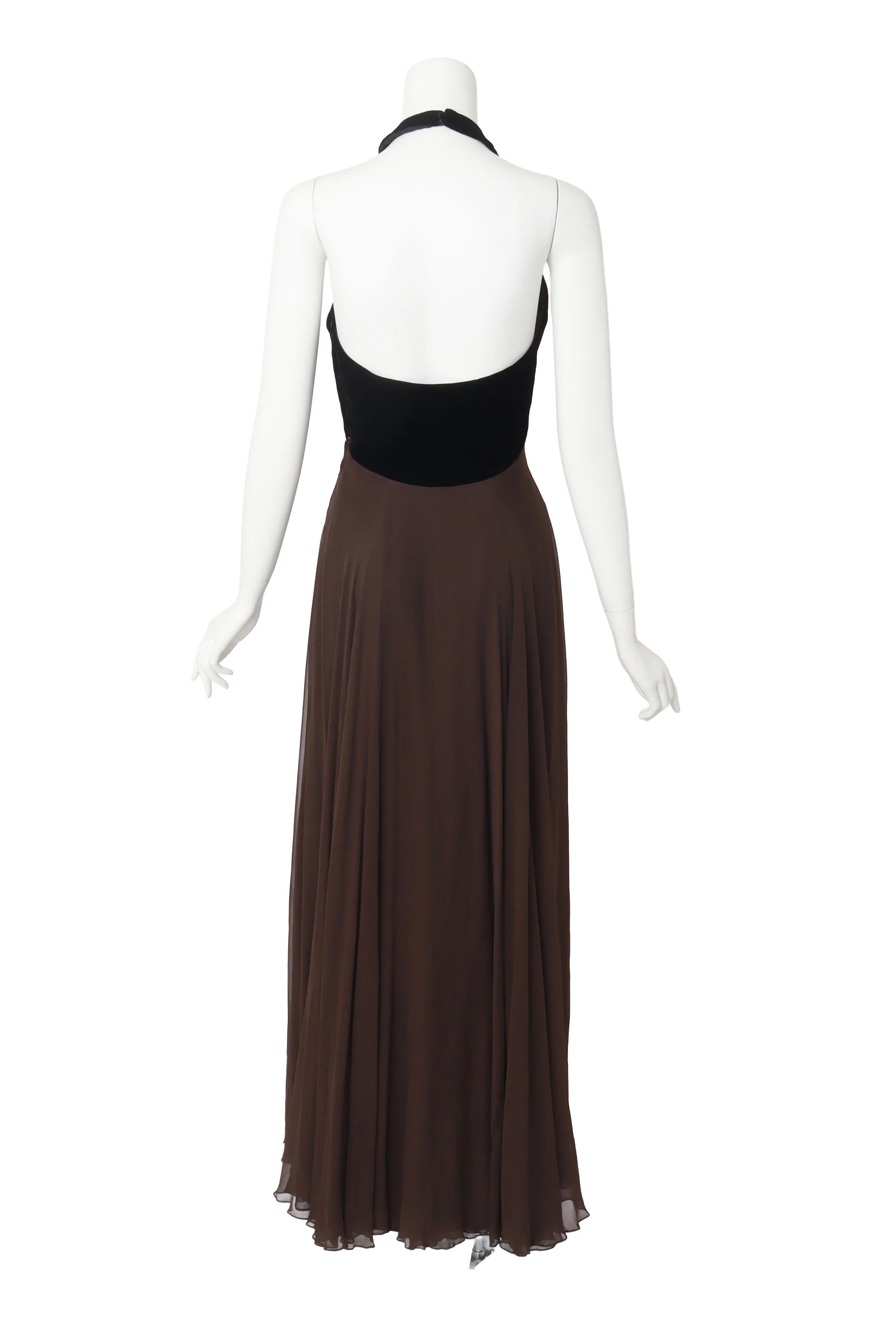 Chiffon Velvet Halter Dress - Image 4