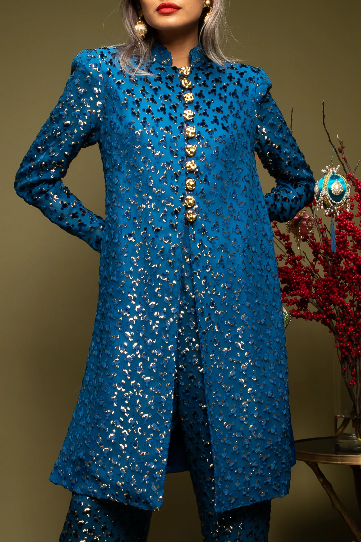 Silk Velvet Lamé Leisure Suit - Image 3