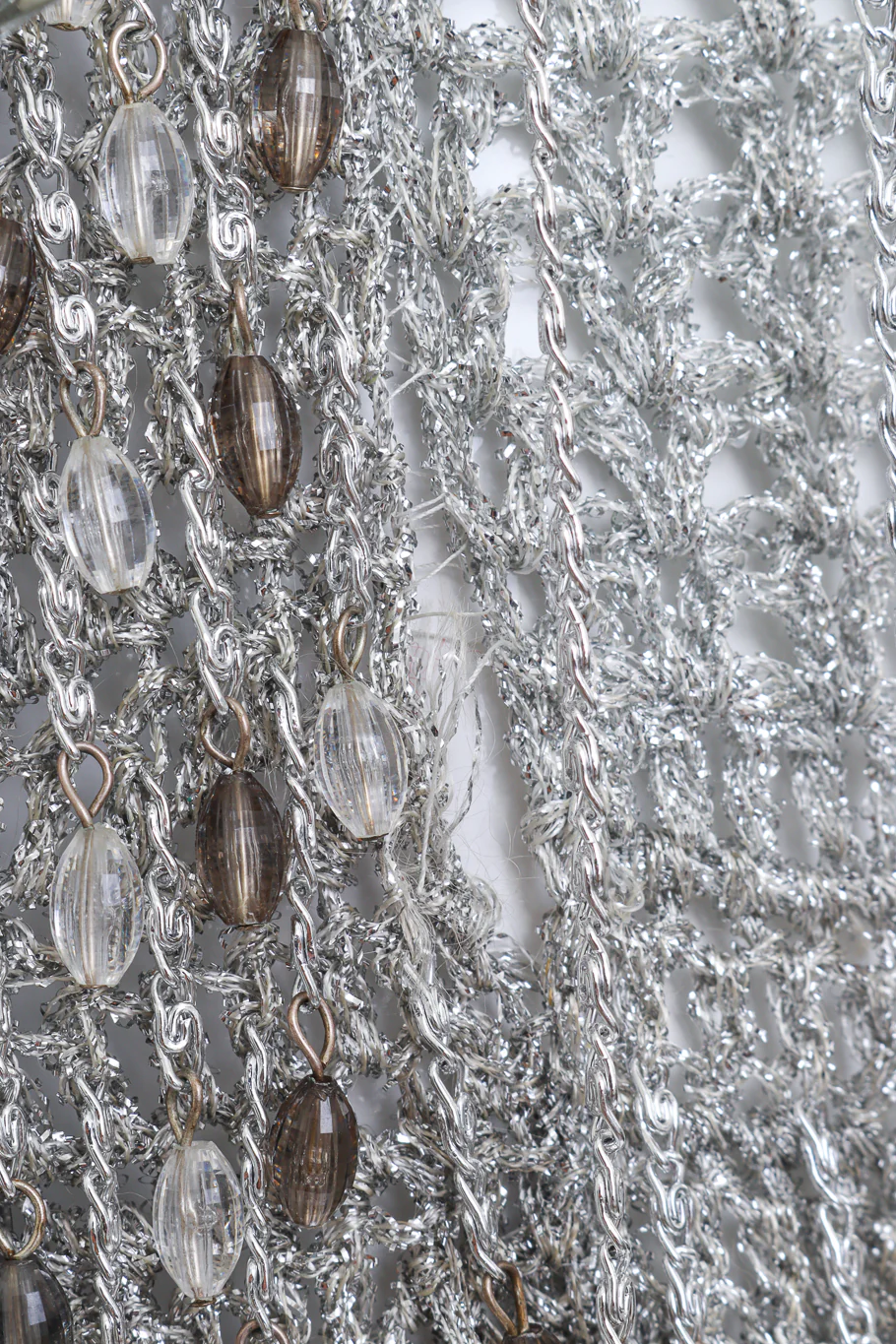 Silver Crochet Knit Paillette Fringe Top - Image 7