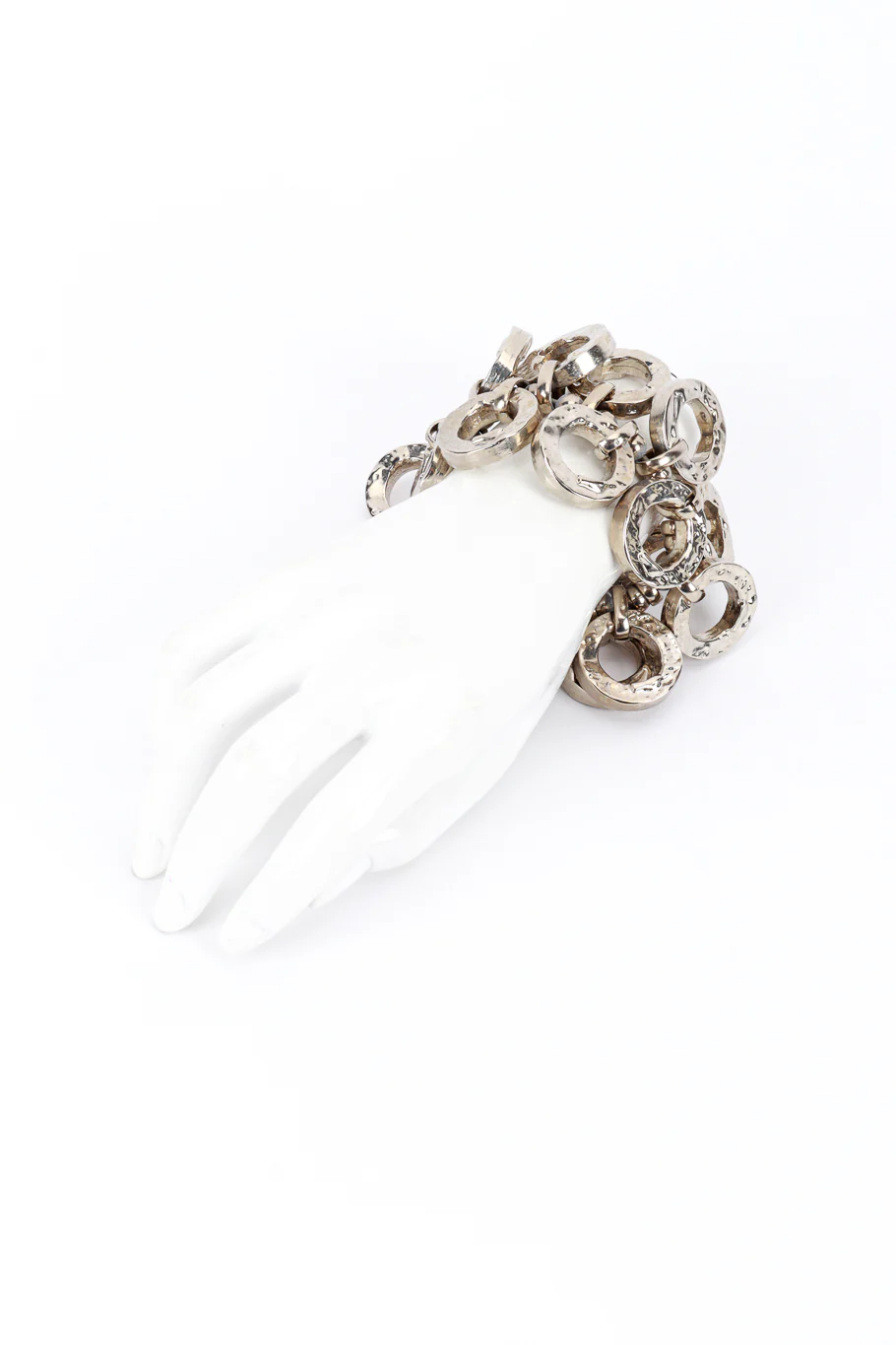 Silver Hammered O-Ring Charm Bracelet I - Image 3