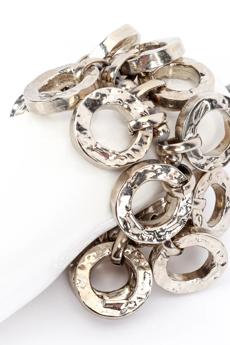 Silver Hammered O-Ring Charm Bracelet I - Image 4