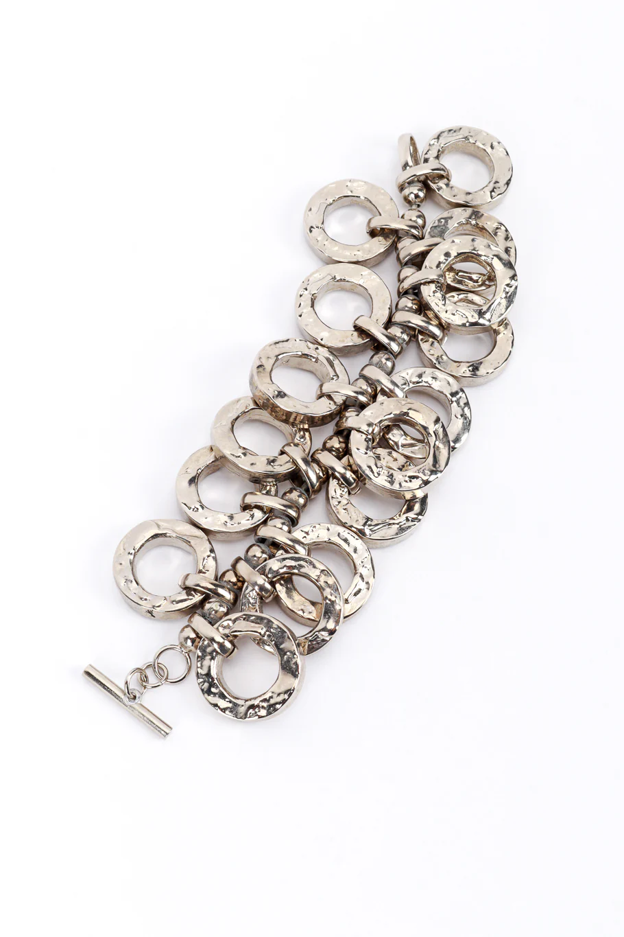 Silver Hammered O-Ring Charm Bracelet I - Image 5