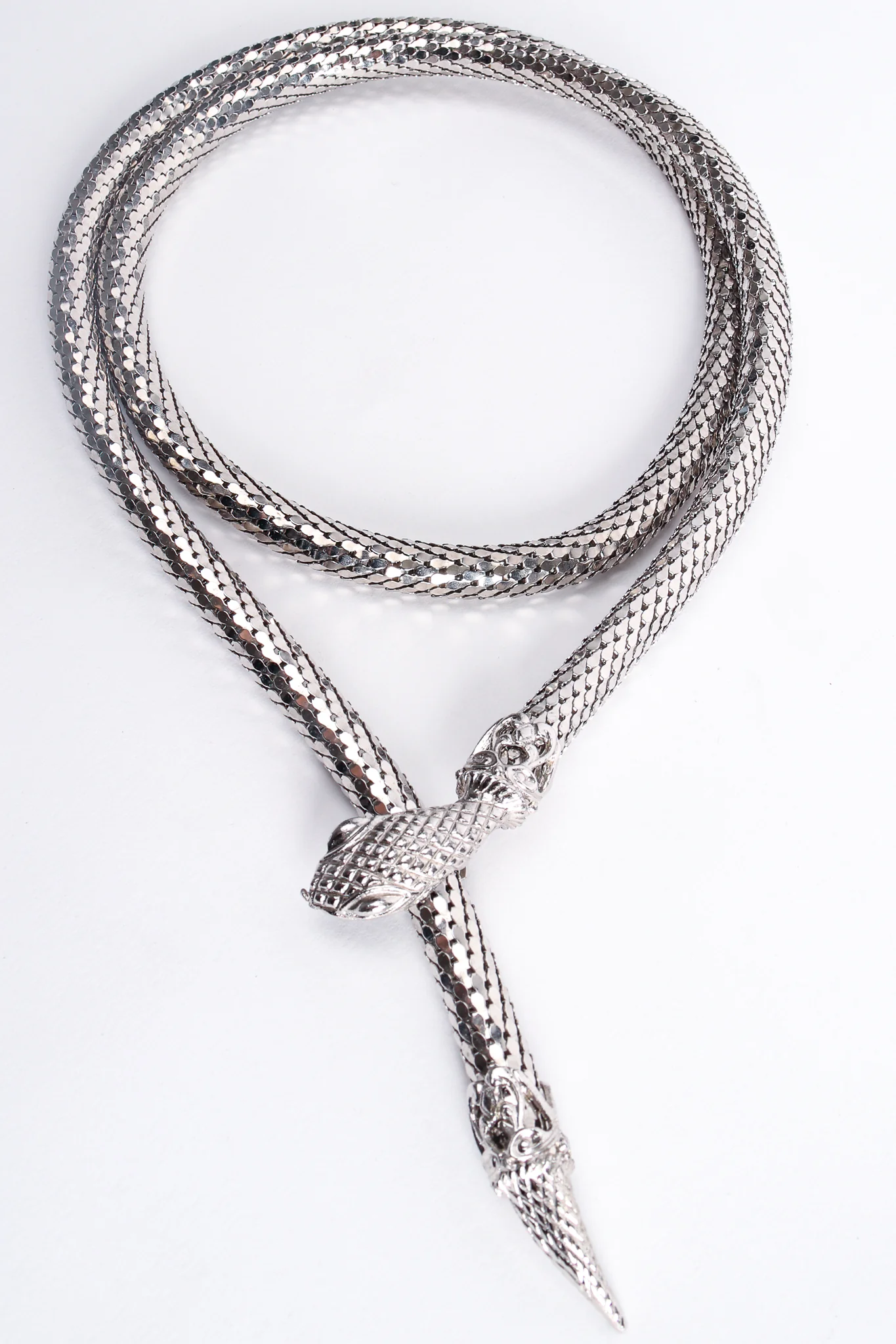 Silver Metal Mesh Snake Belt Necklace