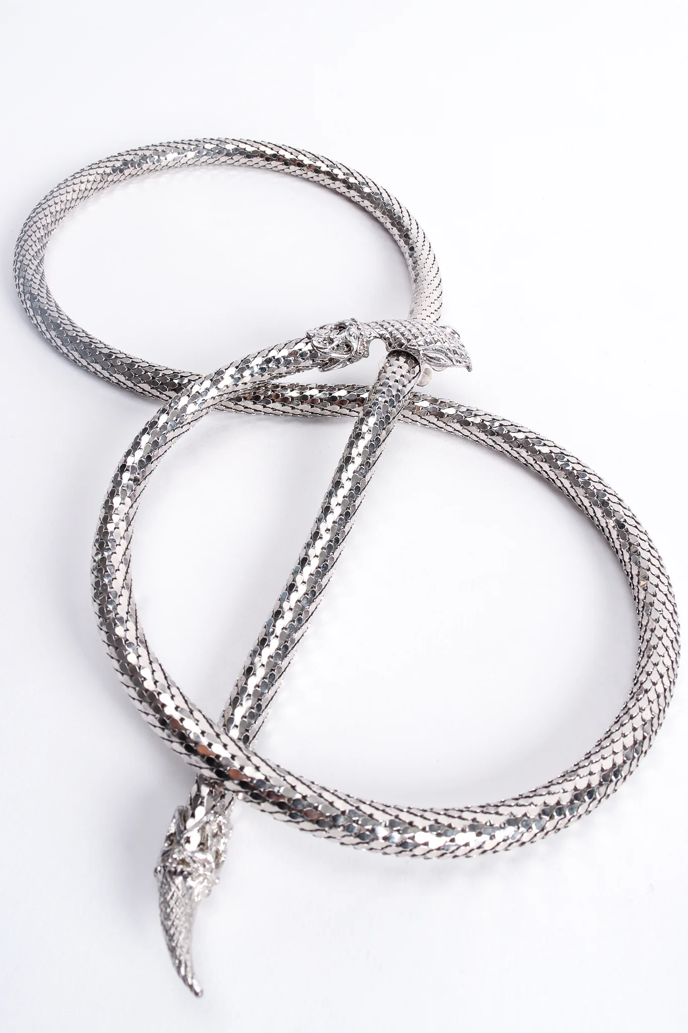 Silver Metal Mesh Snake Belt Necklace - Image 2