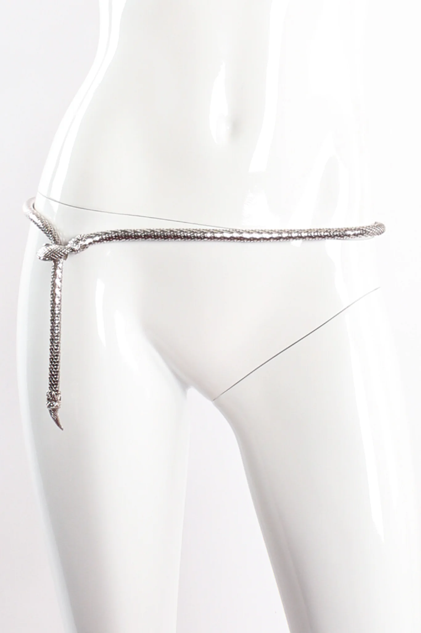 Silver Metal Mesh Snake Belt Necklace - Image 3