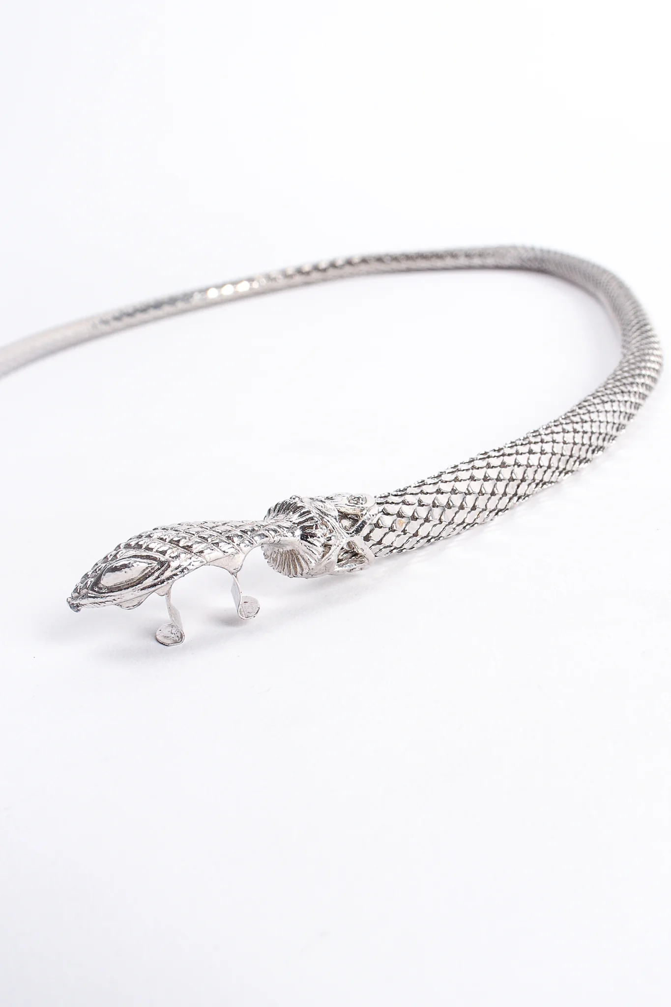 Silver Metal Mesh Snake Belt Necklace - Image 6