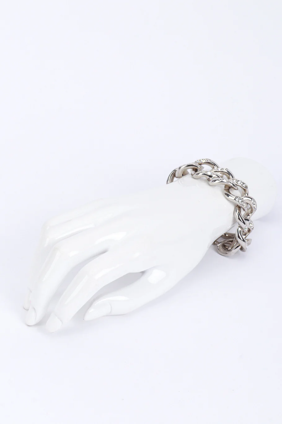 Silver Rhinestone Curb Chain Bracelet - Image 2