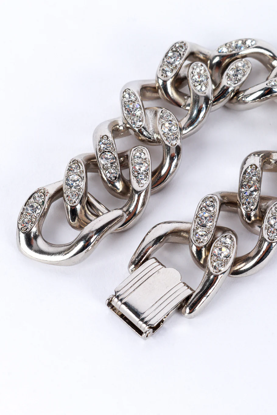 Silver Rhinestone Curb Chain Bracelet - Image 3