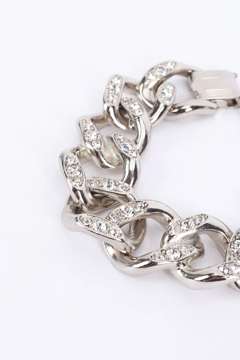Silver Rhinestone Curb Chain Bracelet - Image 4