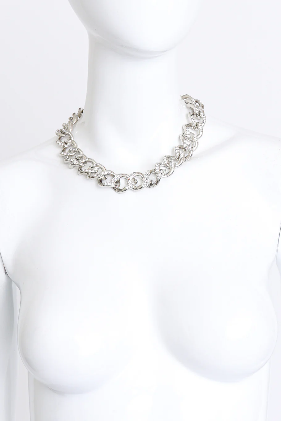 Silver Rhinestone Curb Chain Necklace - Image 2