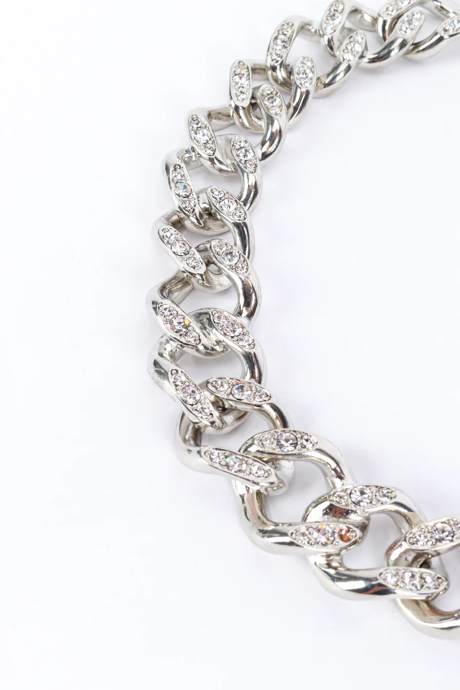 Silver Rhinestone Curb Chain Necklace - Image 3