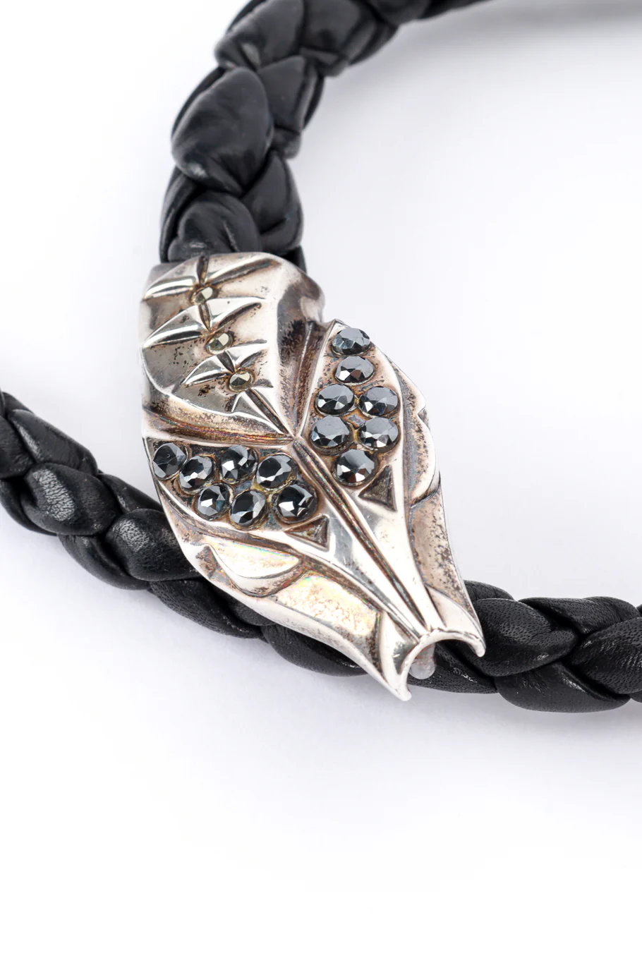 Silver Snakebite Leather Collar - Image 4