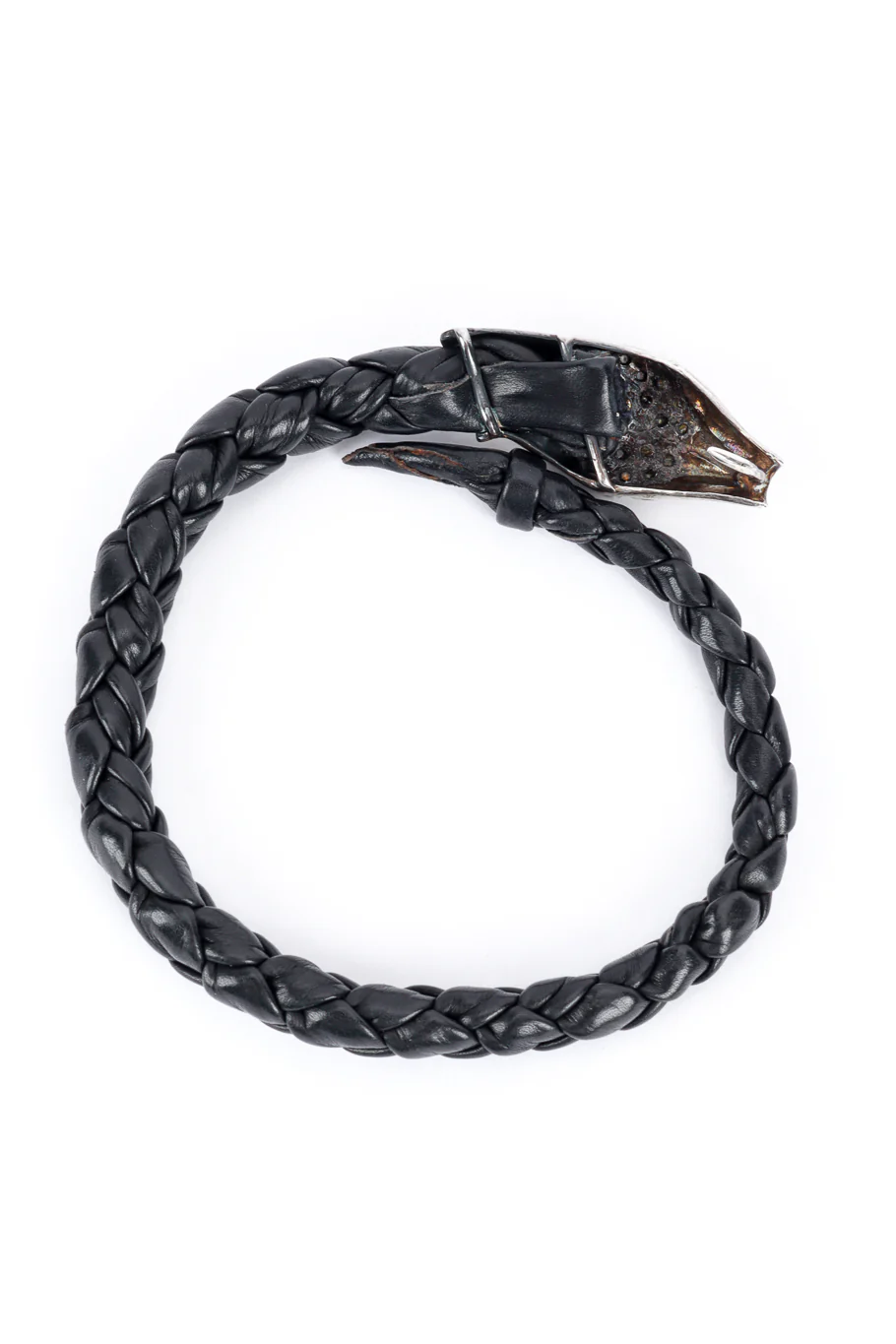 Silver Snakebite Leather Collar - Image 5