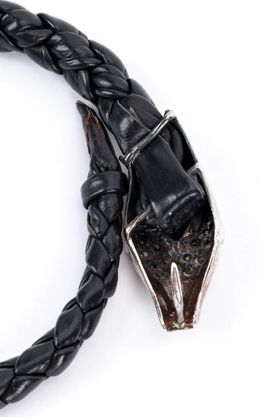 Silver Snakebite Leather Collar - Image 8