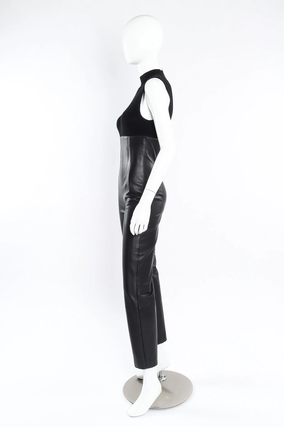 Sleeveless Leather Jumpsuit - Image 2