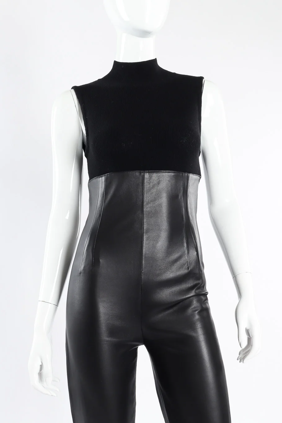 Sleeveless Leather Jumpsuit - Image 4