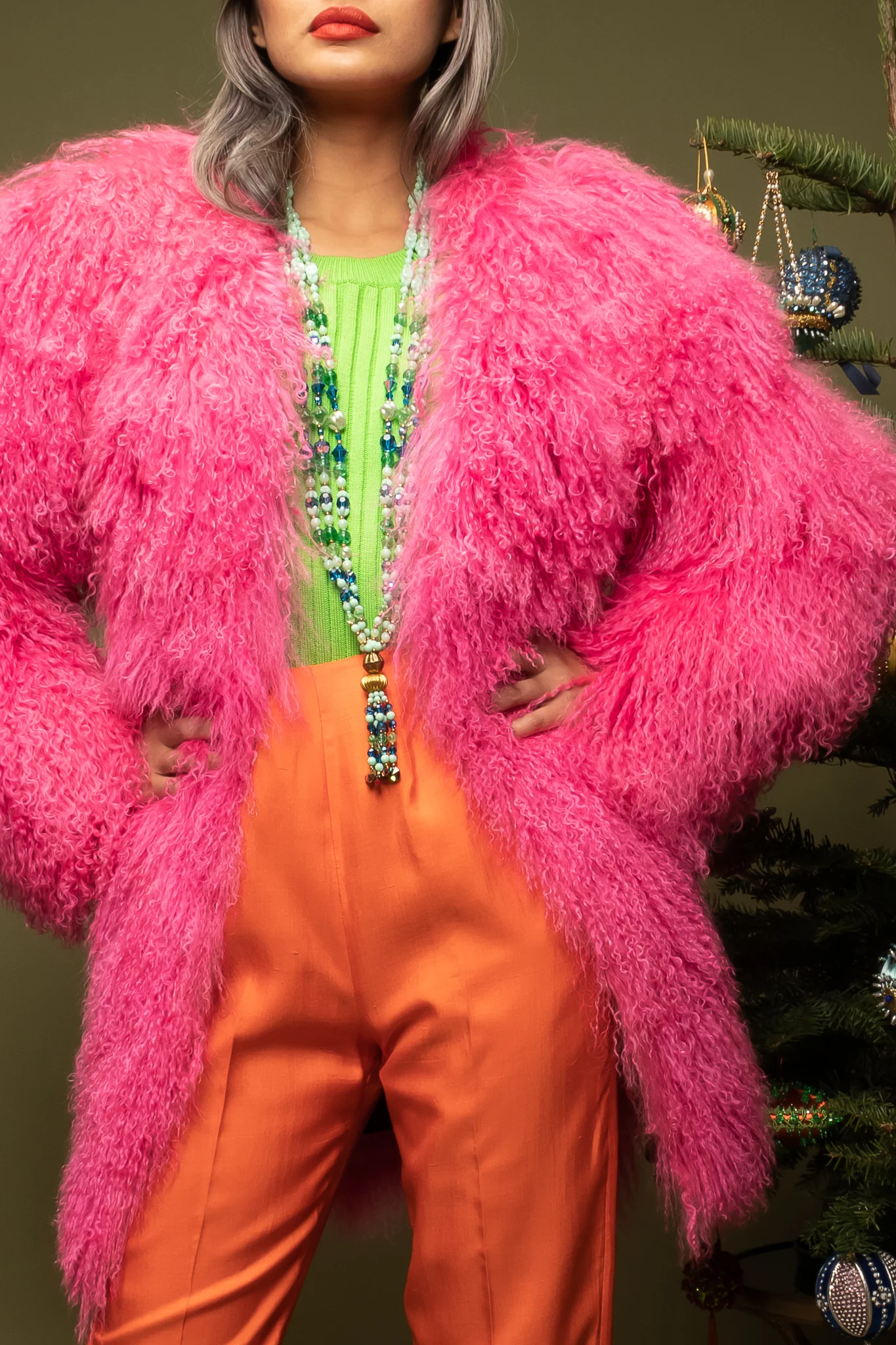 Slim Mongolian Fur Coat - Image 4