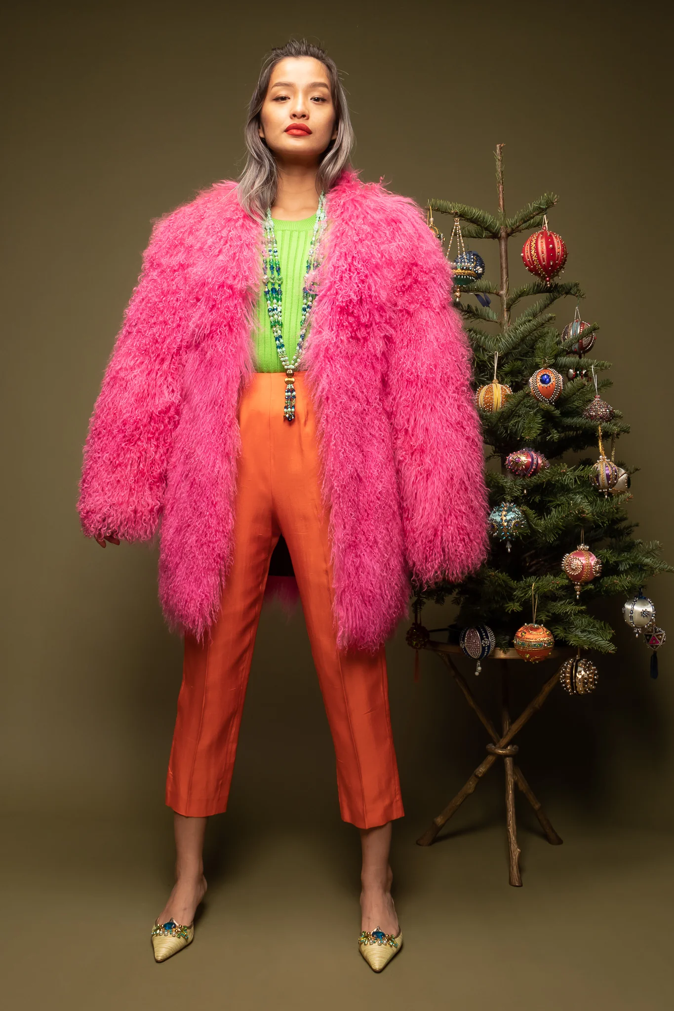 Slim Mongolian Fur Coat - Image 5