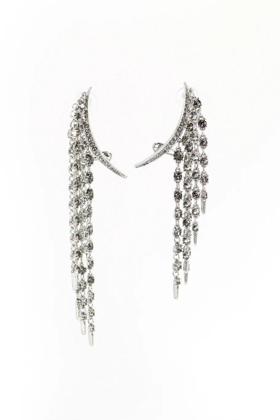 Smokey Crescent Moon & Falling Stars Earrings
