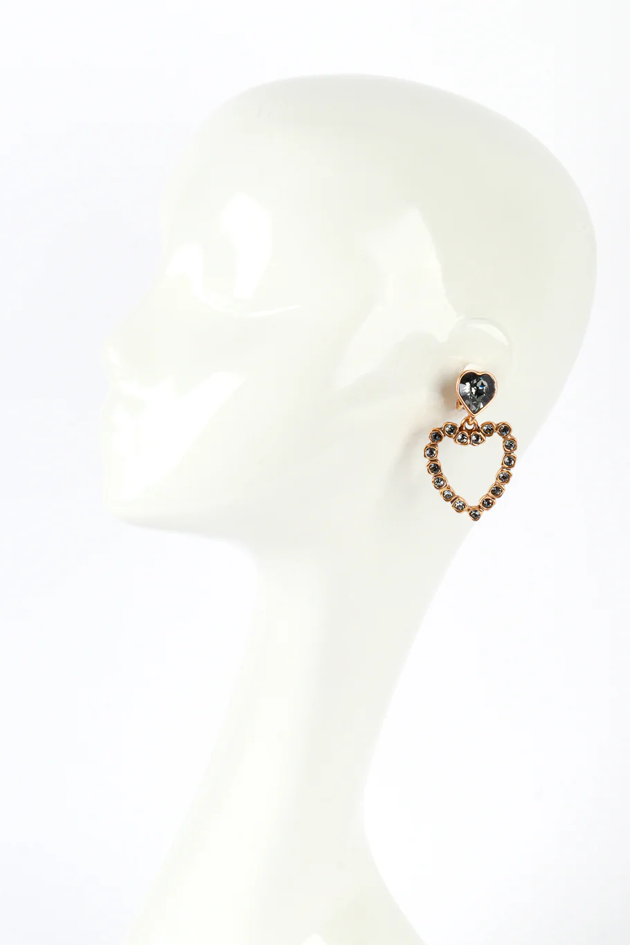 Smoky Crystal Heart Drop Earrings - Image 2