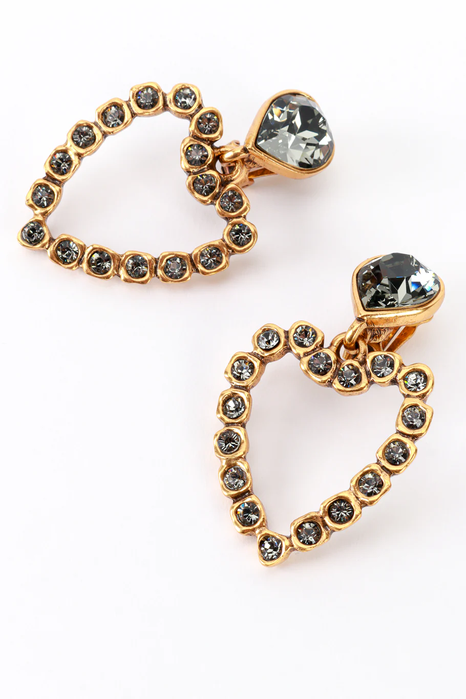 Smoky Crystal Heart Drop Earrings - Image 3