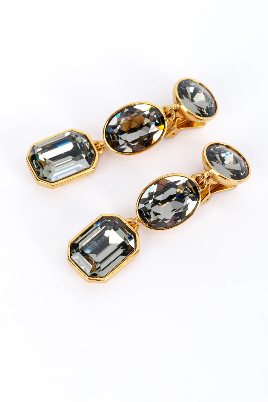 Smoky Crystal Link Drop Earrings - Image 3