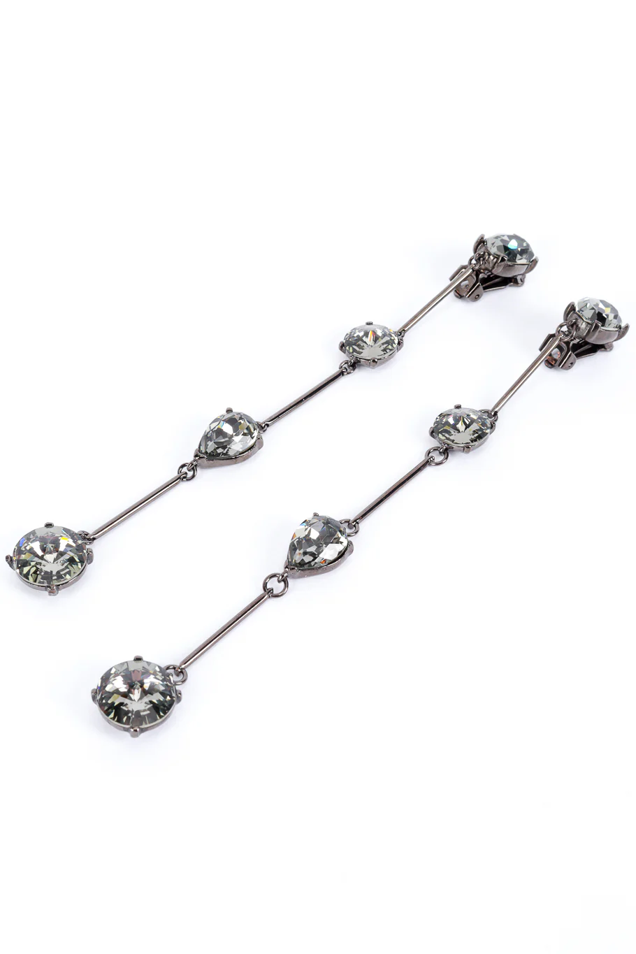 Smoky Shoulder Duster Bar Link Earrings - Image 3