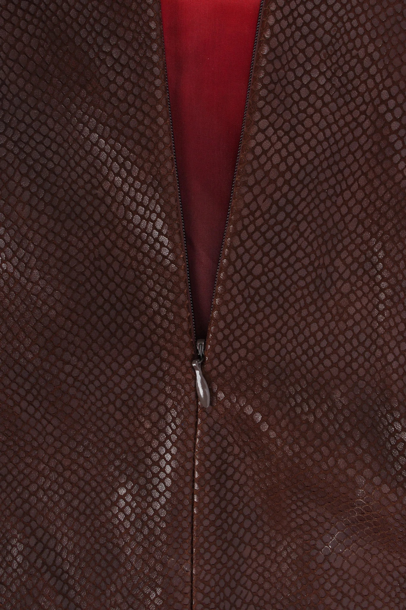 Snake Embossed Leather Skirt - Image 7