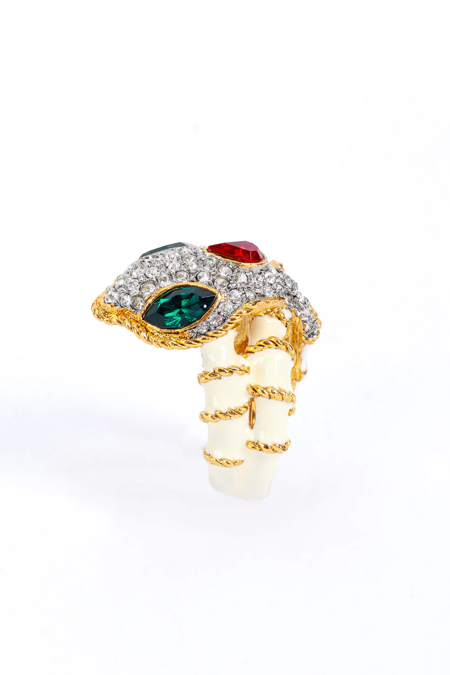 Snake Head Crystal Cocktail Ring