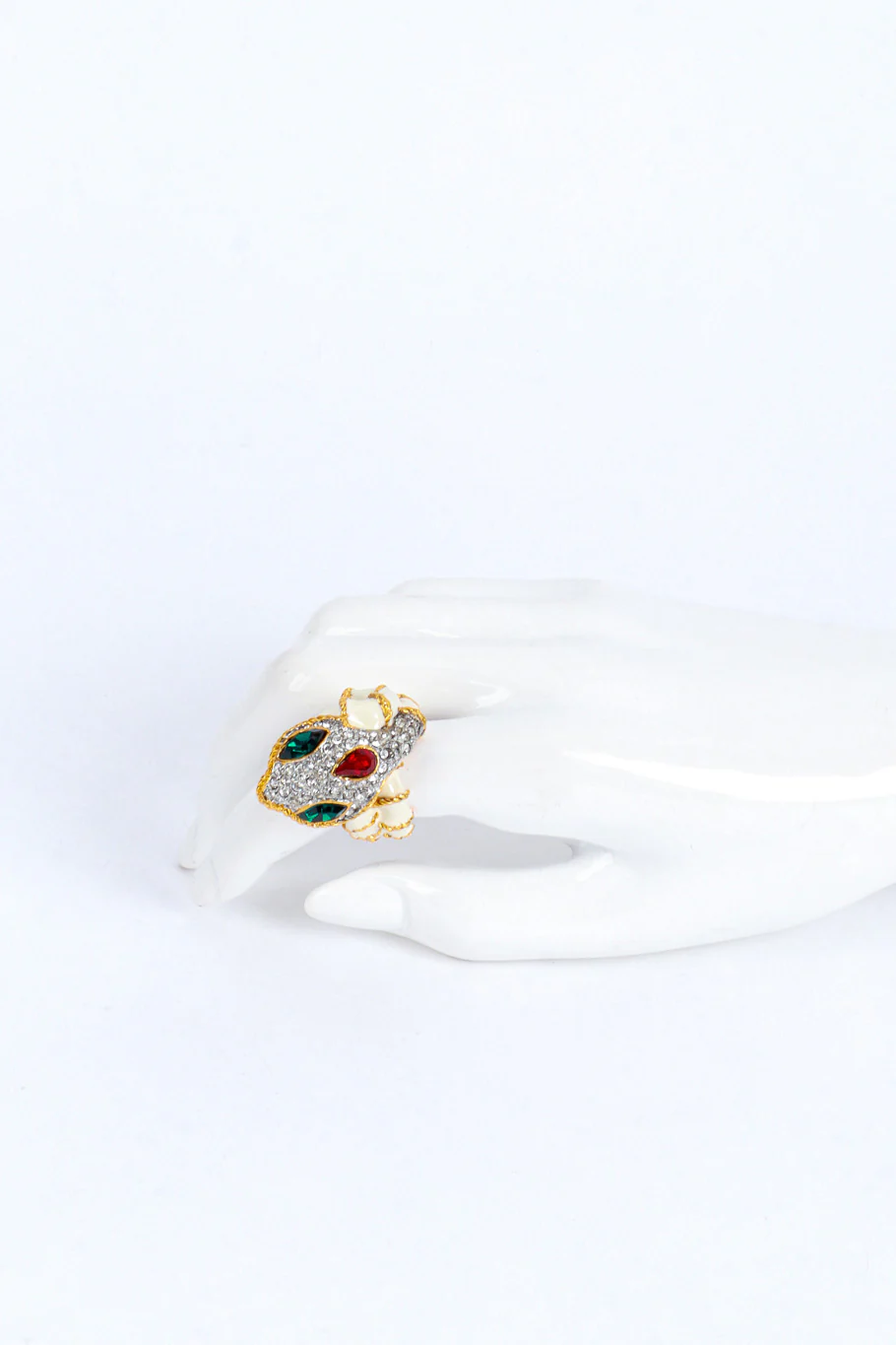 Snake Head Crystal Cocktail Ring - Image 2