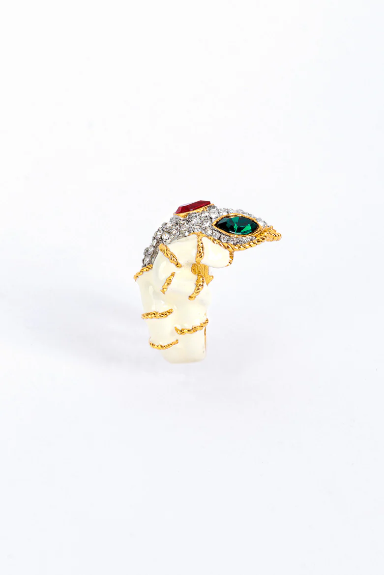 Snake Head Crystal Cocktail Ring - Image 3