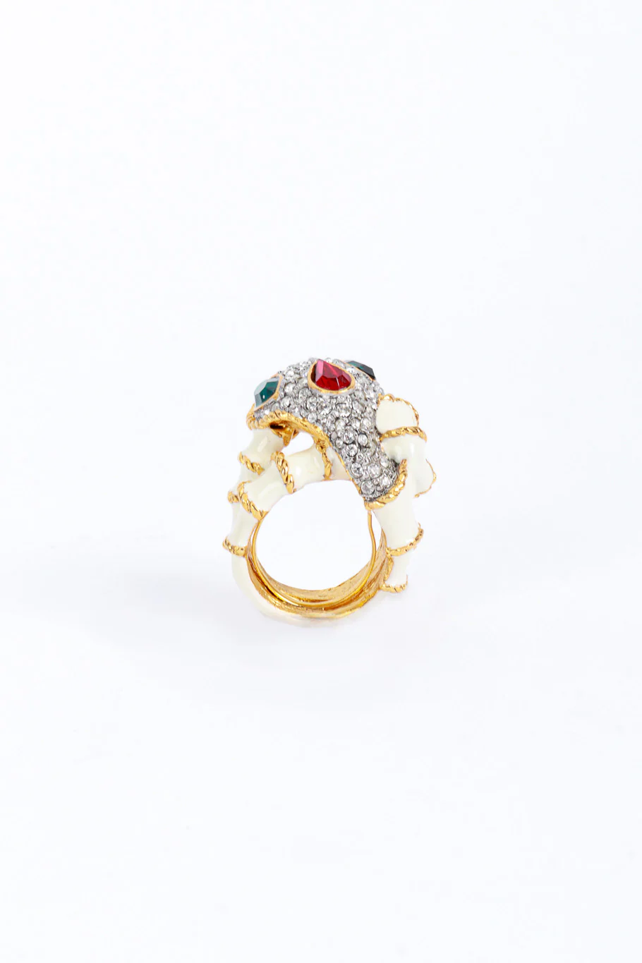 Snake Head Crystal Cocktail Ring - Image 4