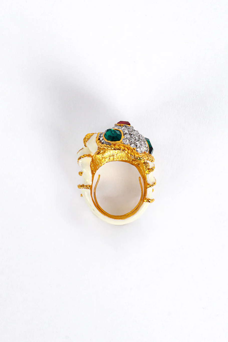 Snake Head Crystal Cocktail Ring - Image 5