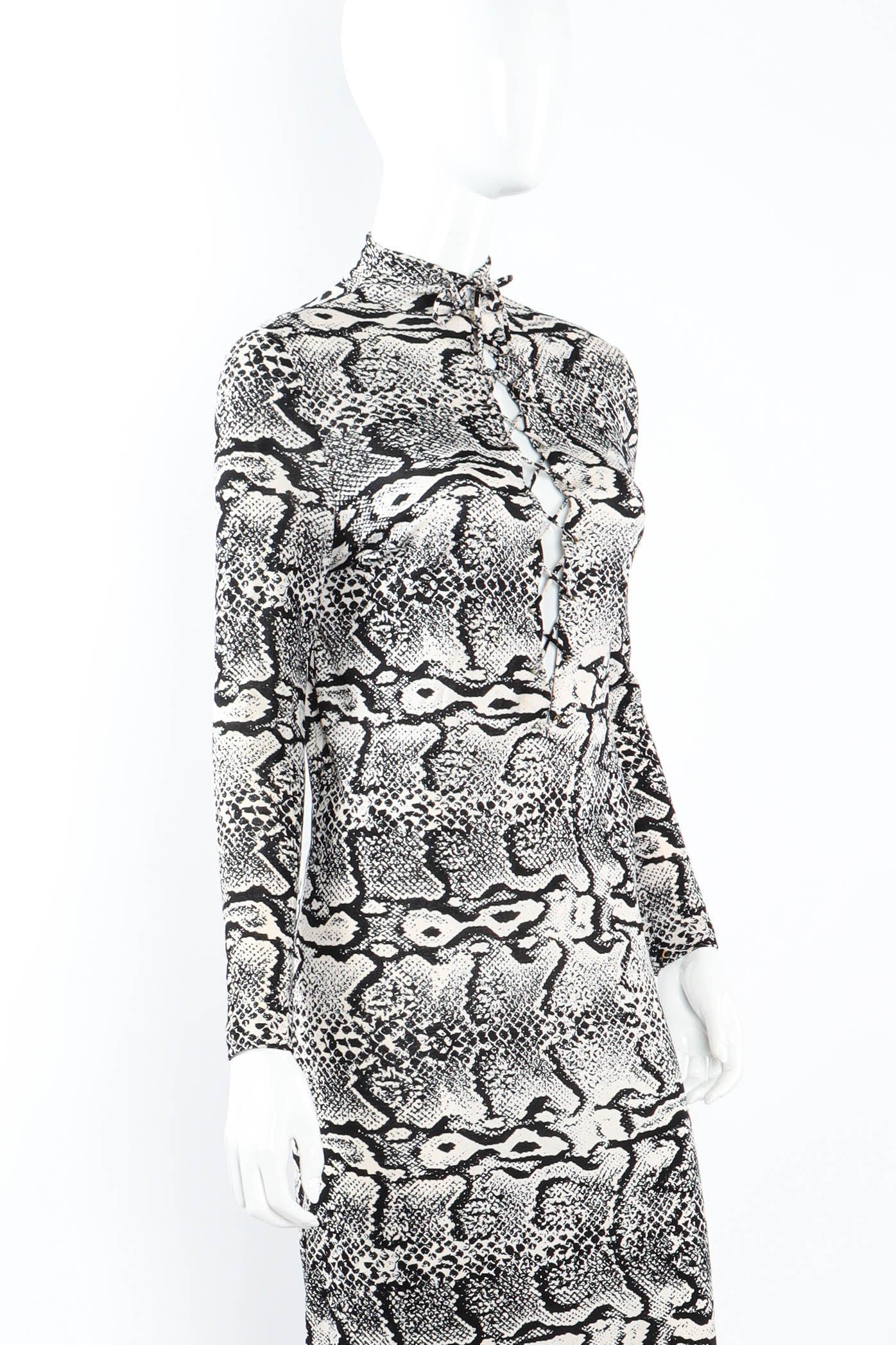 Snake Print Lace Up Dress - Image 4