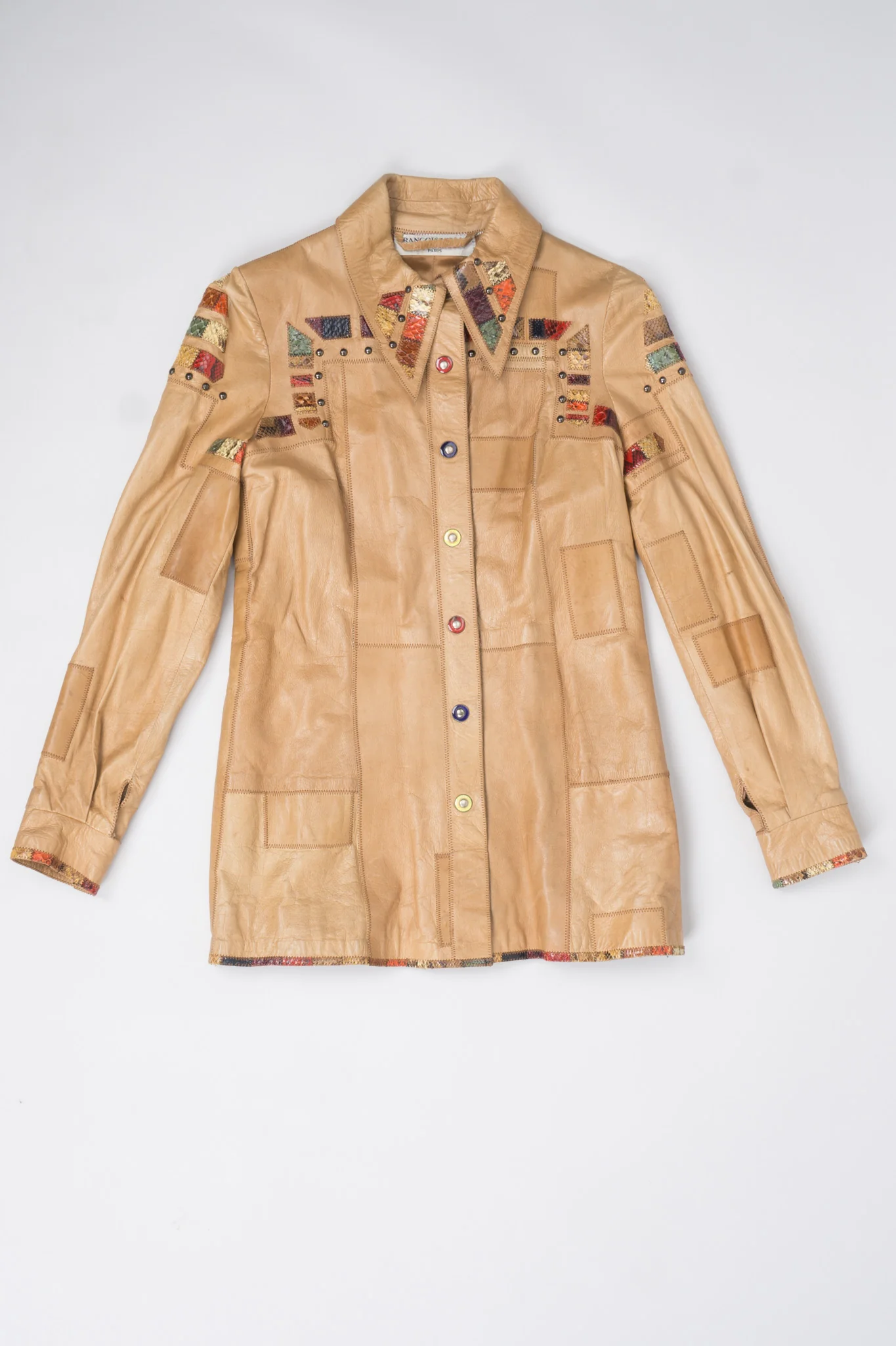 Snake Trim Leather Shirt Jacket - Image 21
