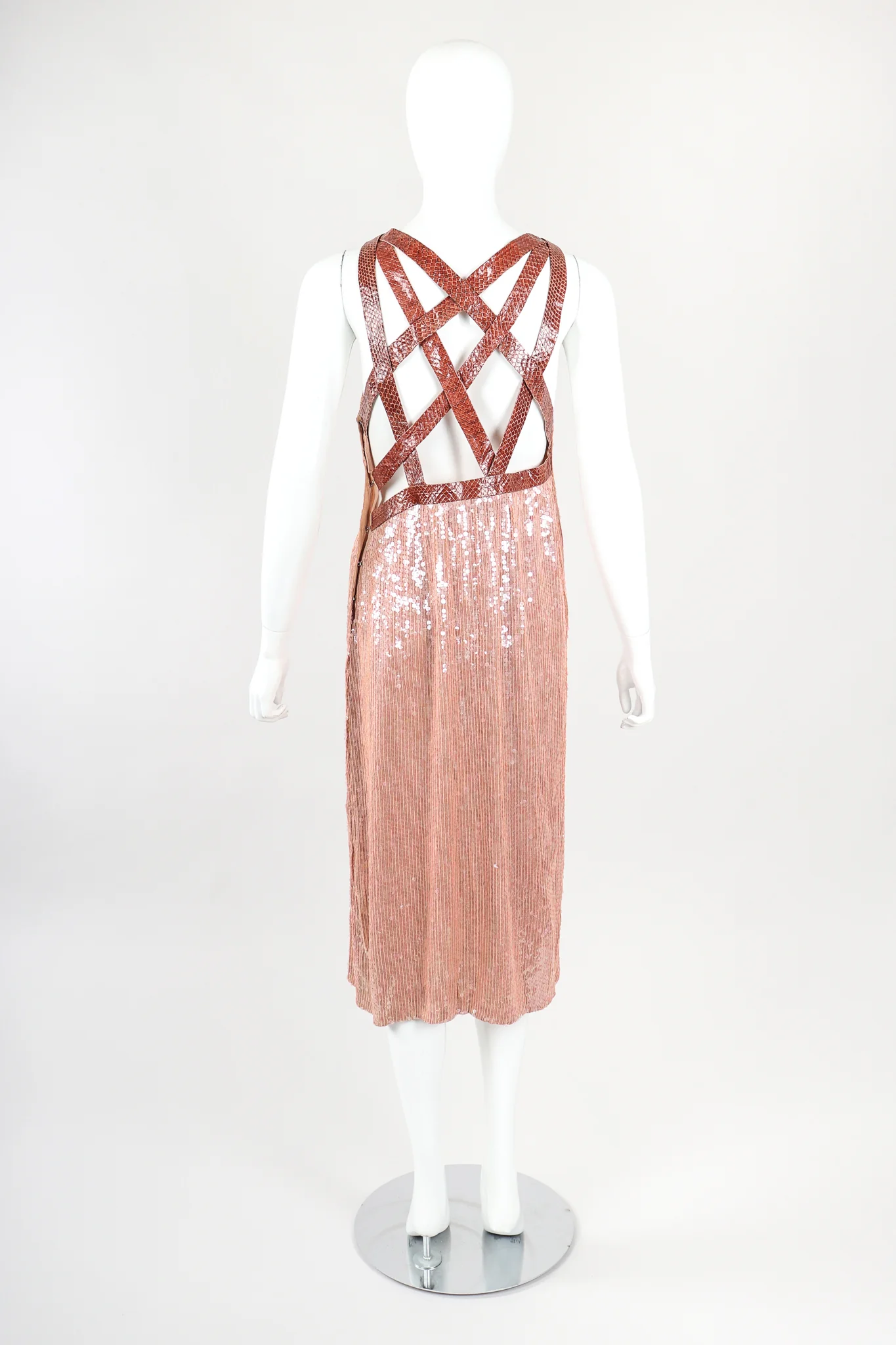Snake Trimmed Sequin Dress - Image 4