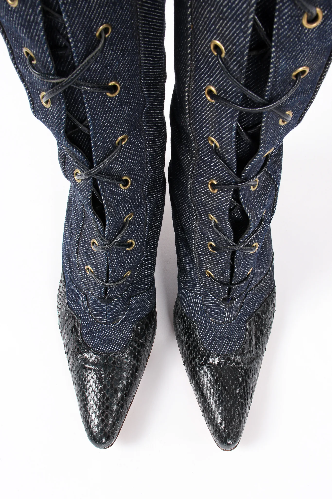 2000 Snakeskin Denim Boots - Image 10
