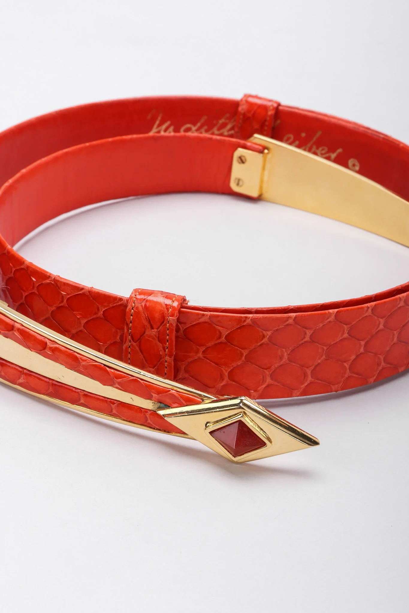 Snakeskin Diamond Shape Buckle Belt