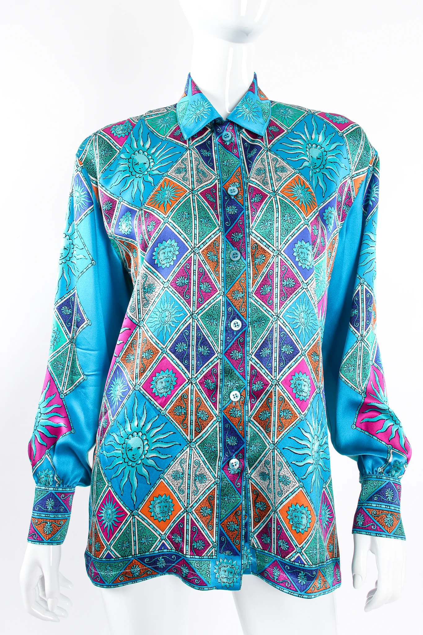Sol Goddess Mosaic Satin Shirt - Image 3